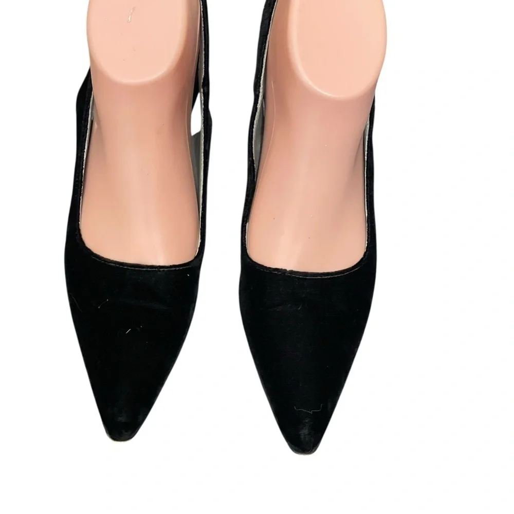 Prada‎ Black velvet Slingback wedge Heels size 35.5(5.5)
